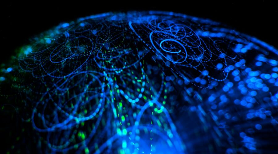 Abstract blue globe of light, representing international group reporting